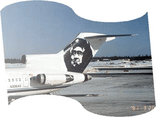 アラスカ航空の尾翼の写真