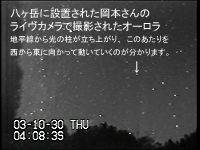 岡本さんのライヴカメラに写っていたオーロラ