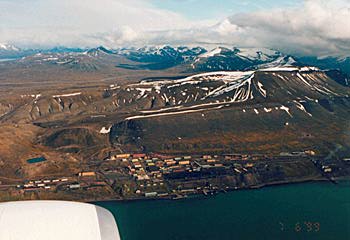 [Barentsburg from an airplane]