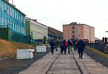 [Main street of Barentsburg]